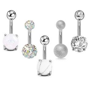 5 piece stainless steel Bellybutton ring set